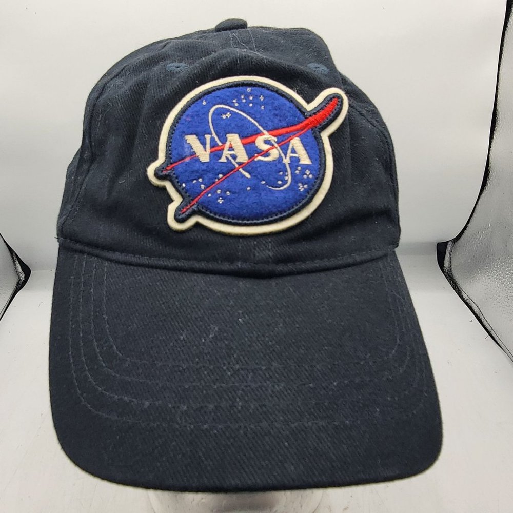 NASA Red Canoe Embroidered Logo Black Strapback Hat American Flag Casual